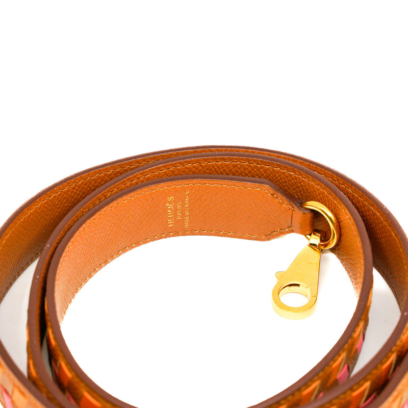 Tressage 25mm Shoulder Strap Epsom Abricot/Rose Azalee/Gold GHW