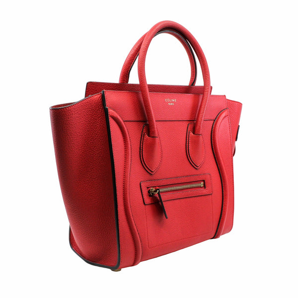 Luggage Bag micro Grainy Leather red ghw