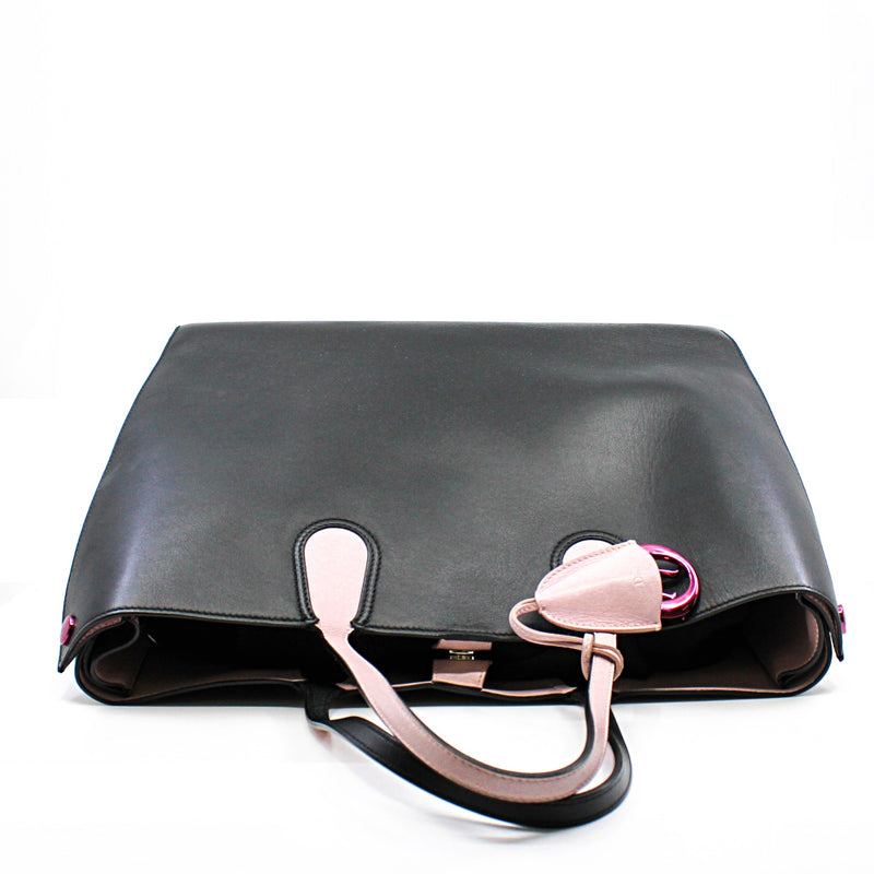 Large Dior Addict In Black Pink Leather Shopper Tote Bag Pink SHW L UXE LINK