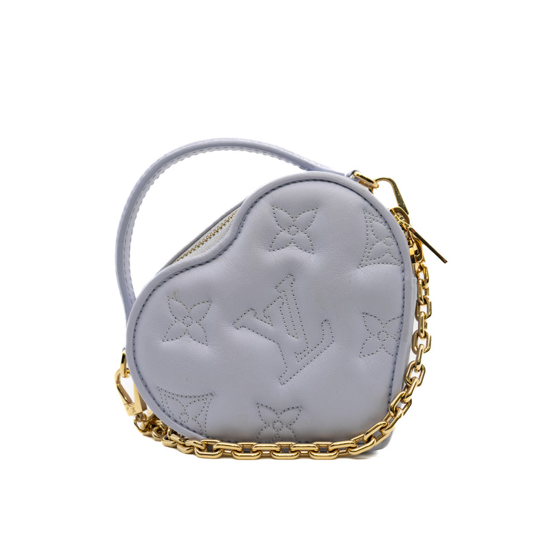heart with top handle bag in purple leather ghw