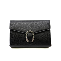 dionysus wallet on chain leather in black PHW with crystal