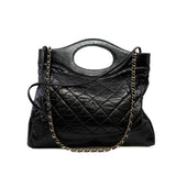 thumbnail Medium 31 bag in Black Shiny Quilted Calfskin Shopping Bag GHW Seri 28