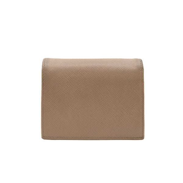short wallet in beige leather - L'UXE LINK