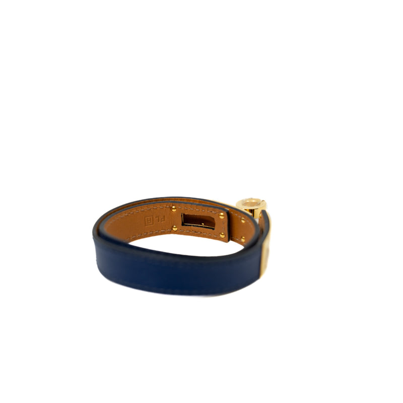 Kelly Double Tour Bracelet Navy In Swift Leather GHW Size XS - L'UXE LINK