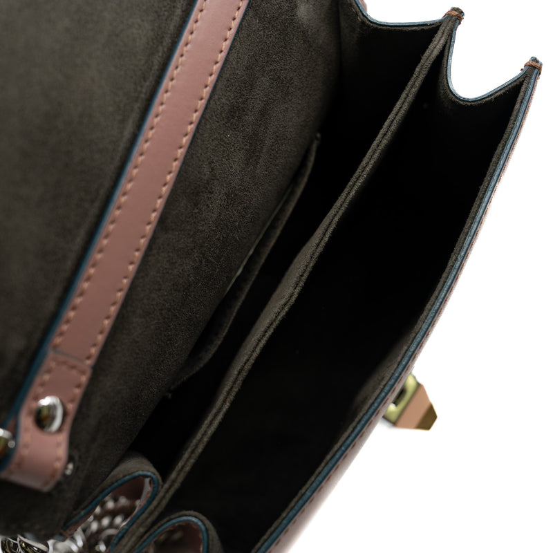 Small Kan I Nude Pink Calfskin Scalloped Studded Shoulder Bag - L'UXE LINK