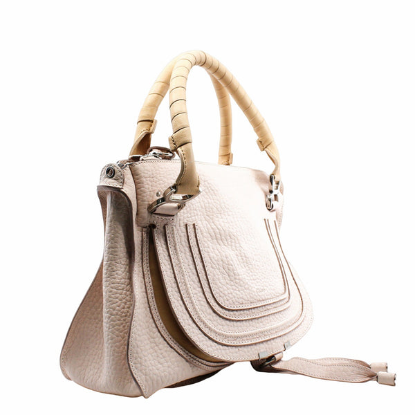 CHLOE MARCIE BAG Eggshell pink and beige mix phw - L'UXE LINK