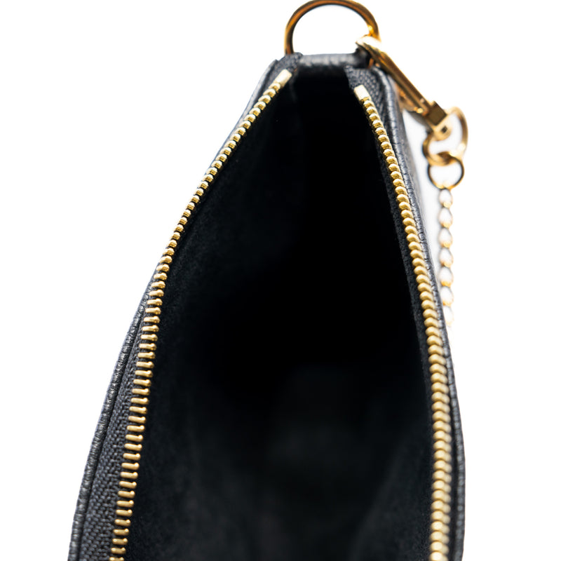 Mini Pochtette Accessories In White Logo Black Leather - L'UXE LINK