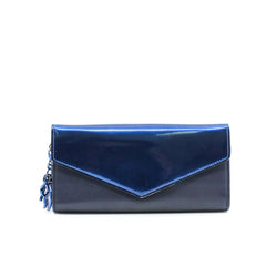 Diorissimo Envelope In Dark Blue/Navy Patent/Leather Long Wallet Blue/PHW - L'UXE LINK