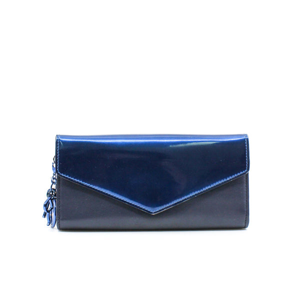 Diorissimo Envelope In Dark Blue/Navy Patent/Leather Long Wallet Blue/PHW - L'UXE LINK