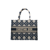 thumbnail small book tote in navy/beige fabric 2025