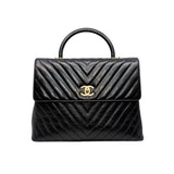 thumbnail large trendy chevron coco handle in black calfskin ghw seri24