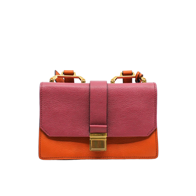Madras Bandoliera Bag Fuoco Cielo Goatskin Leather orange mix rose GHW - L'UXE LINK