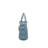 thumbnail small lady dior in grey blue lambskin #23 light ghw