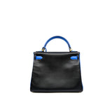 thumbnail Kelly 28 in epsom black/blue ghw square n stamp