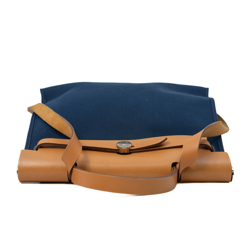 Herbag Zip 31 In Canvas/Leather Bleu Électrique/Bleu Saphir PHW Q Stamp - L'UXE LINK