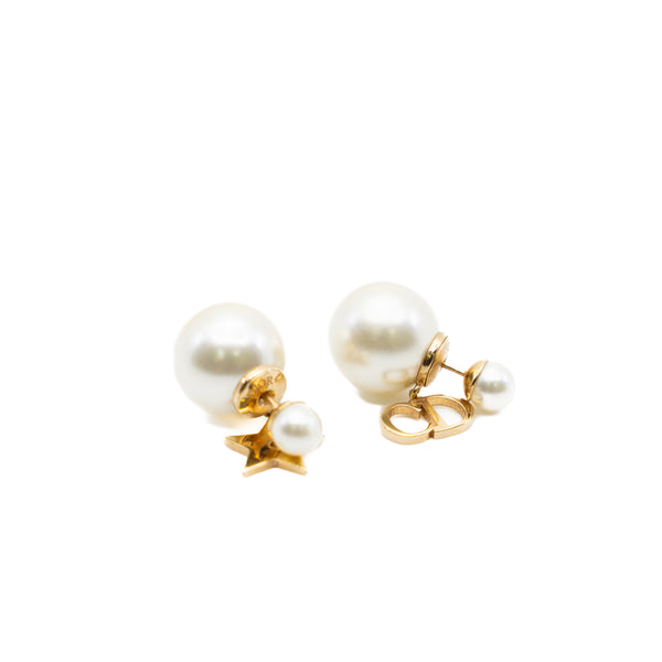 Gold Tone Logo And Star Drop Tribales Earrings - L'UXE LINK