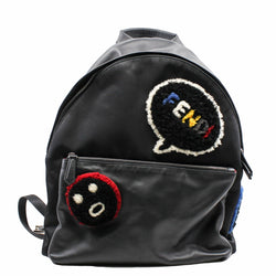 backpack large black badge fur