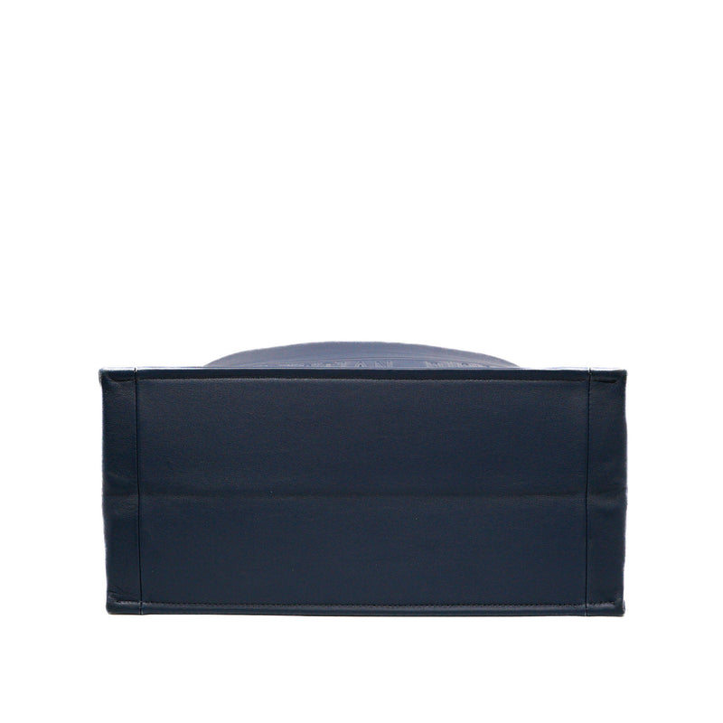 Medium Book Tote In Navy Embossed Leather 2020 - L'UXE LINK