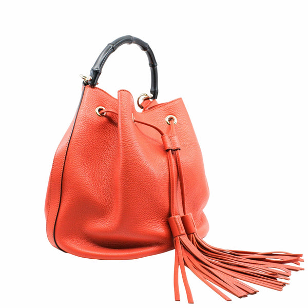 tote bag  medium  with bamboo handle and strap orange