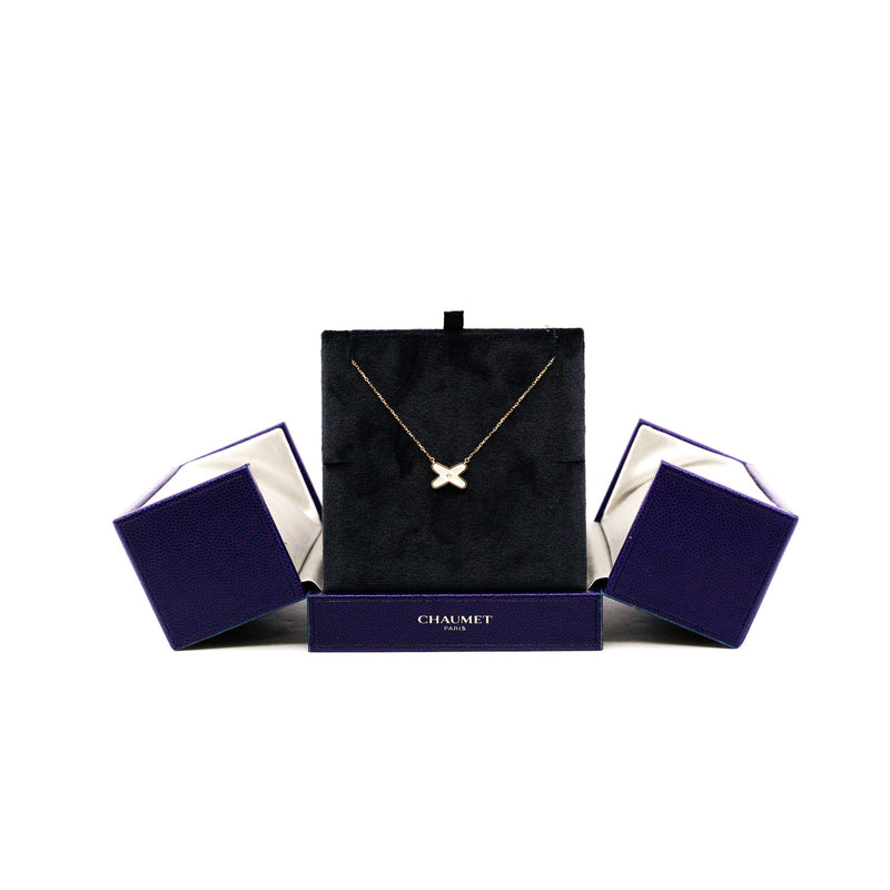 Jeux de Liens Pendant In 18k Rose Gold/Mother-of-Pearl/Diamond Necklace - L'UXE LINK