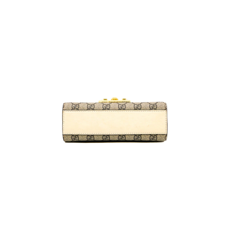 small padlock in beige leather ghw