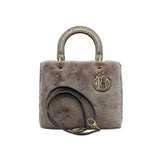 thumbnail medium lady mink/glossy lambskin/crocodile handle in pink/grey rghw