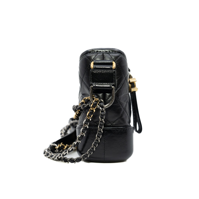 Quilted Small Gabrielle Hobo Black Calfskin Mixed Hardware Seri 25 - L'UXE LINK