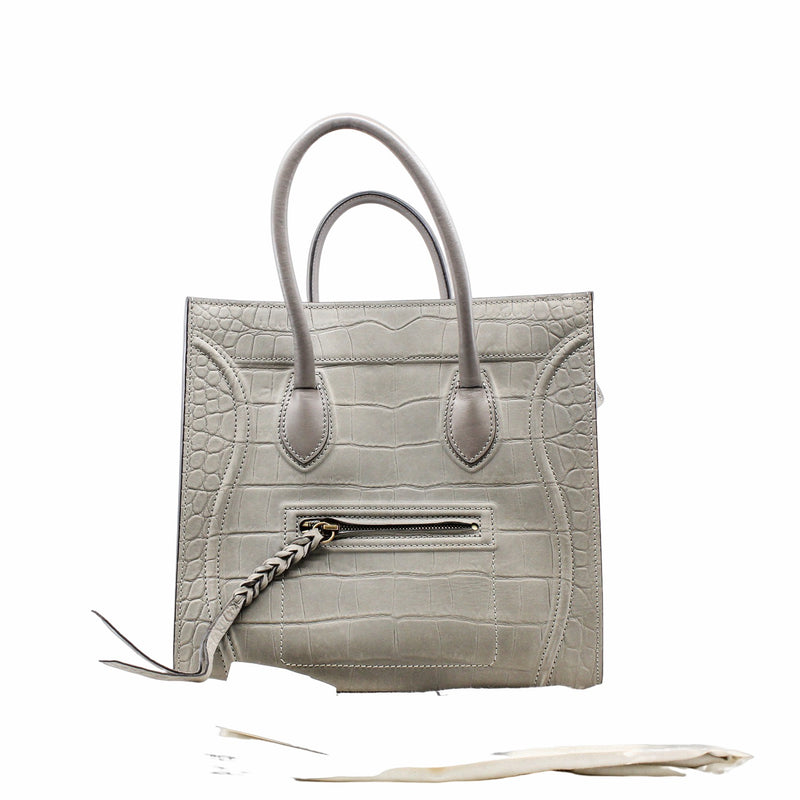 Luggage Bag  medium Crocodile Embossed Phantom grey ghw - L'UXE LINK