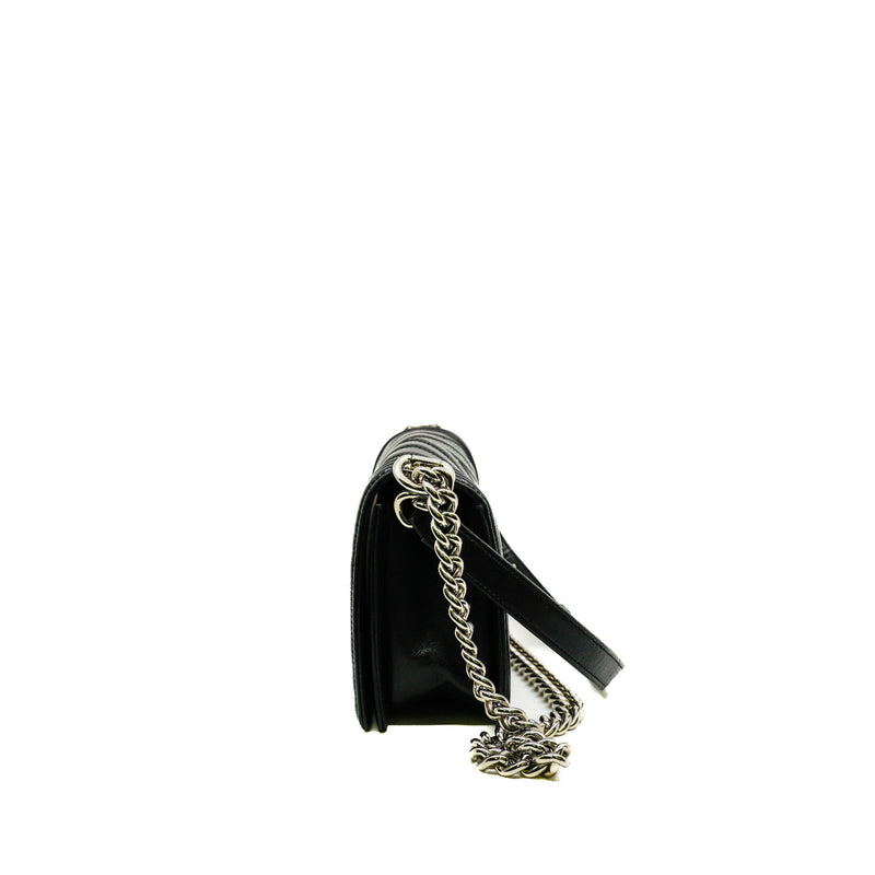 Medium Leboy Iridescent/Black Lambskin/PVC Chevron Flap Bag PHW Seri 24 - L'UXE LINK