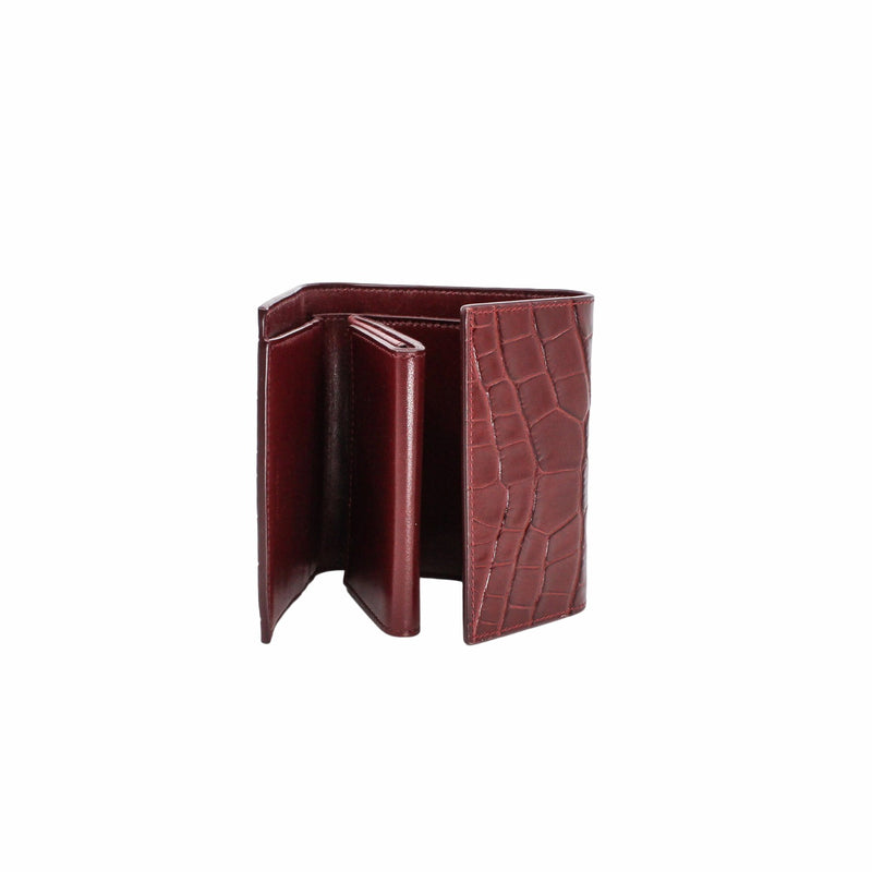 compact wallet  brown crocodile printed ghw - L'UXE LINK