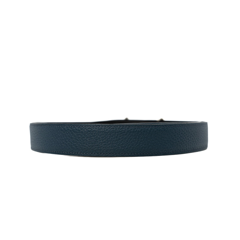 Reversible 38mm H Hippique Belt In Togo/Box Navy/Black Size 90 - L'UXE LINK