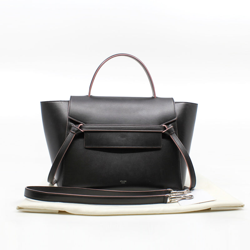 Mini Belt Bag In Smooth Calfskin Dark Brown/Pink Handbag PHW With Strap - L'UXE LINK