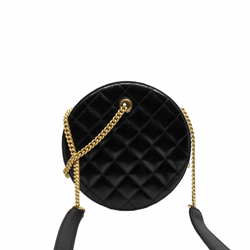 round side bag black with tweed  ghw seri 27
