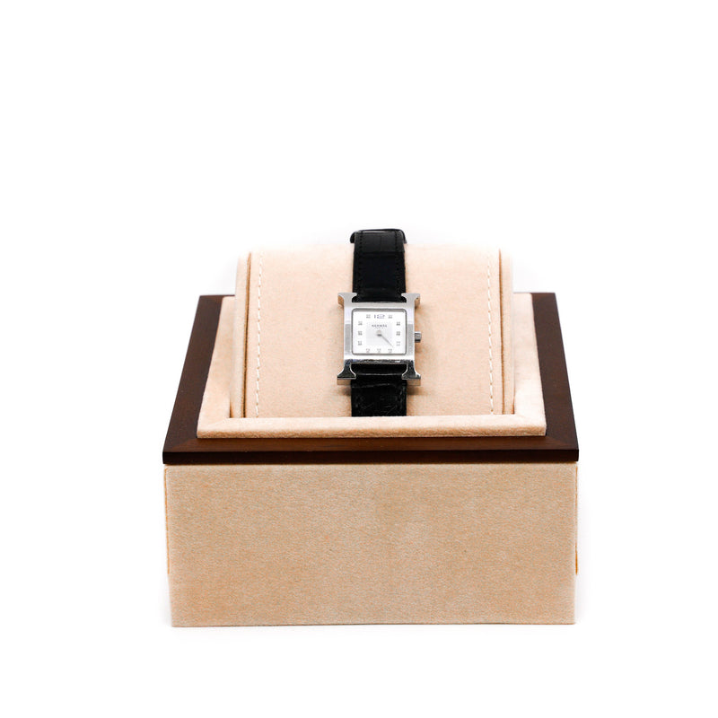 25mm Heure H watch in white dial ccd black band steel - L'UXE LINK