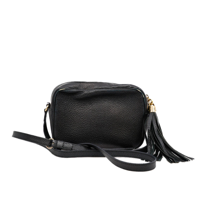 Soho Disco Small Black Calfskin Crossbody Bag - L'UXE LINK