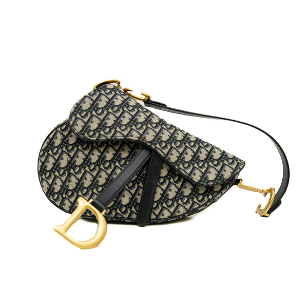 medium saddle bag in Blue Dior Oblique Jacquard ghw  2020