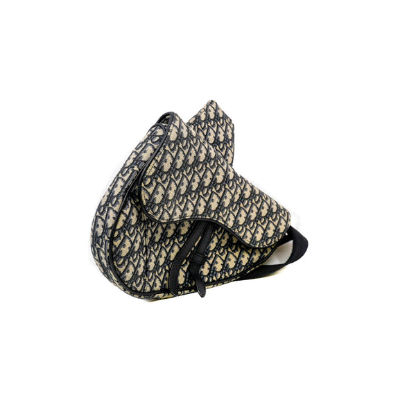 saddle bag with strap in Black Dior Oblique Jacquard fabric