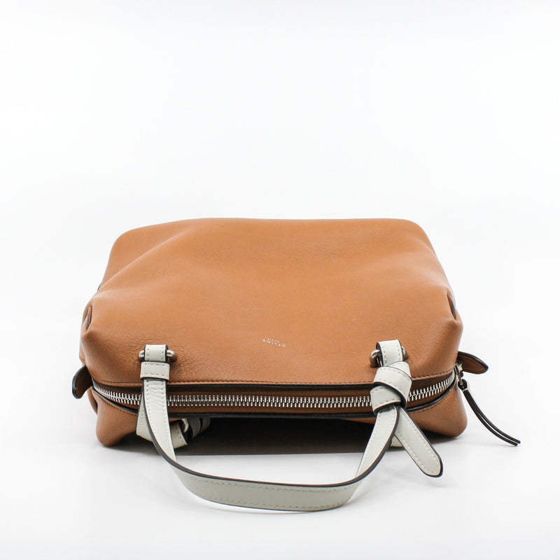 tote brown mix white zippy bag - L'UXE LINK