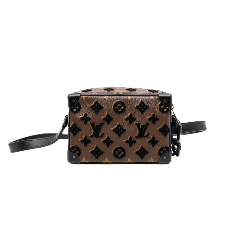 mini soft trunk in leather black and monogram 2020