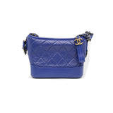 thumbnail Small Calfskin Gabrielle Hobo Crossbody Bag in blue GHW