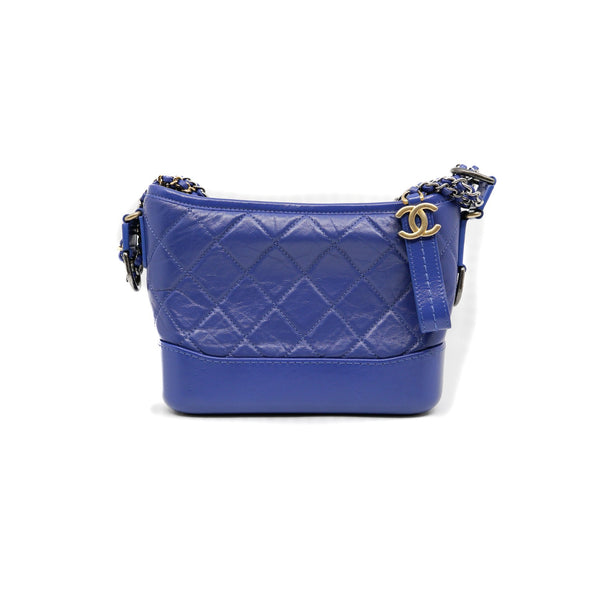 Small Calfskin Gabrielle Hobo Crossbody Bag in blue GHW