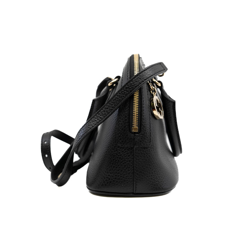 small GG Interlocking bag in black with strap GHW - L'UXE LINK