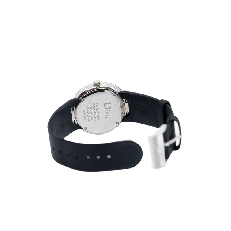 La D de Dior 38mm Quartz White MOP Diamonds Dial Black Satin Bracelet 2012 - L'UXE LINK