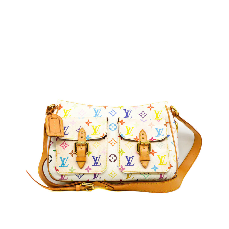 Lodge GM In Monogram White/Multicolor Shoulder Bag GHW (Tag With Stamp) - L'UXE LINK