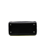 thumbnail medium embroidery lady dior in black fabric with patent handle phw