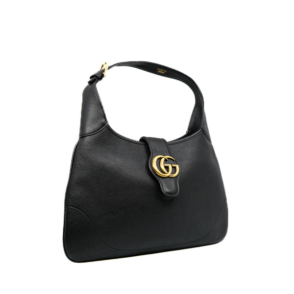 Medium Aphrodite Black Calfskin Shoulder Bag - L'UXE LINK