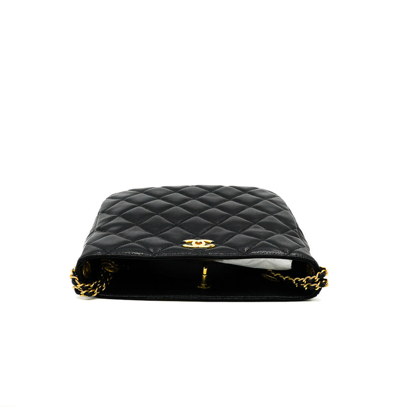 22A Twist Your Buttons In Black Caviar Leather Hobo Shoulder Bag GHW Seri XK96XXXX - L'UXE LINK
