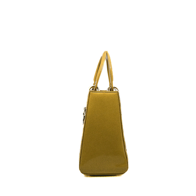 Metallic Patent Cannage Medium Lady Dior Yellow GHW 2011