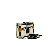thumbnail Petite malle in calfskin black/ brown/ white PHW