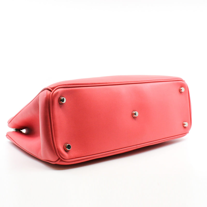 Medium Diorissimo In Coral Pink Calfskin Handbag PHW With Strap - L'UXE LINK